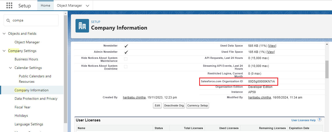 How to find organization id in salesforce forcelearn